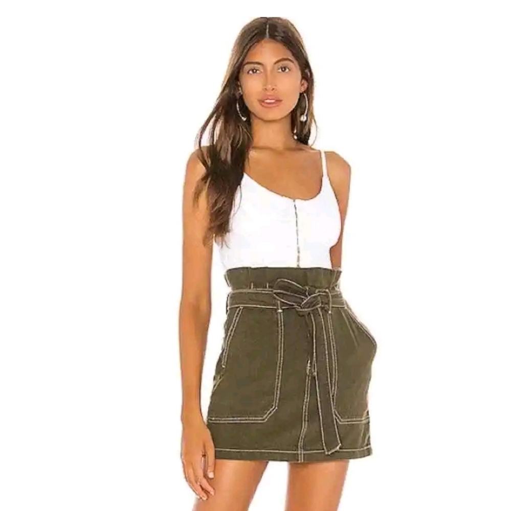 NWT Free People Splendor In The Grass Skirt In Army Color